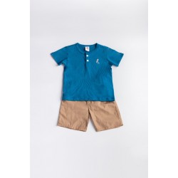 Embroidered T-Shirt with Short Suit Set