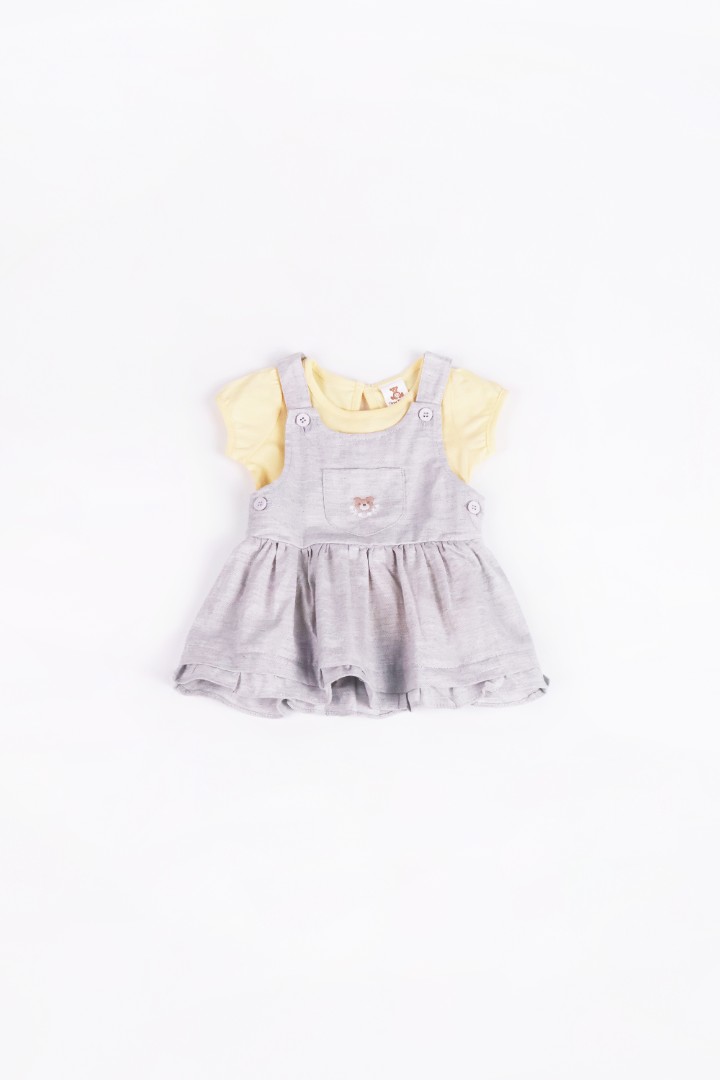 Dungaree Dress with Embroidery